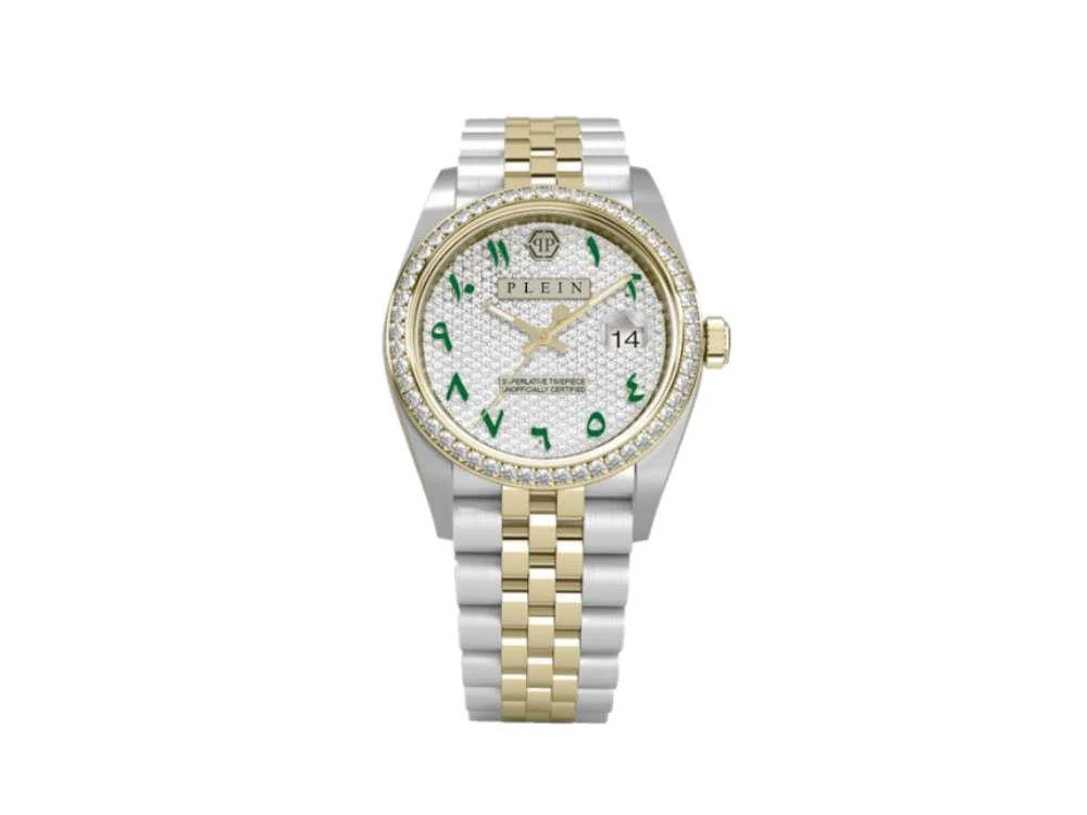 Philipp Plein Date Superlative Quartz Watch, PVD Gold, White, 34 mm, PWYAA0823 - Image 2