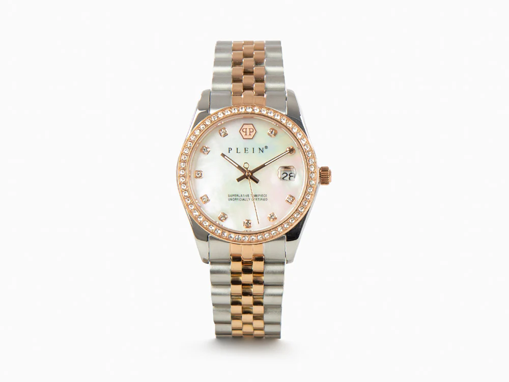 Philipp Plein Date Superlative Quartz Watch, Rose Gold, White, 34 mm, PWYAA0223 - Image 2