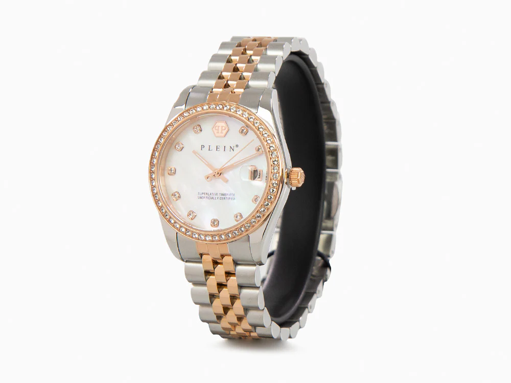 Philipp Plein Date Superlative Quartz Watch, Rose Gold, White, 34 mm, PWYAA0223 - Image 4