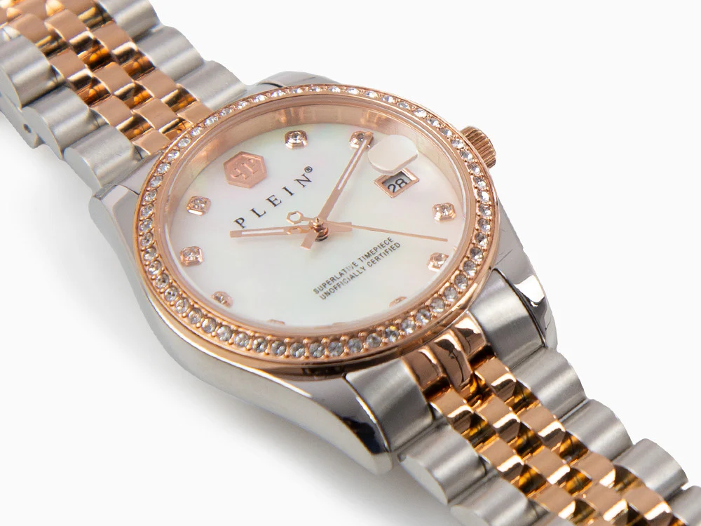Philipp Plein Date Superlative Quartz Watch, Rose Gold, White, 34 mm, PWYAA0223 - Image 9