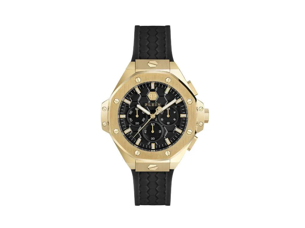 Philipp Plein Plein Chrono Royal Quartz Watch, PVD Gold, Black, 42 mm, PWPSA0124 - Image 2