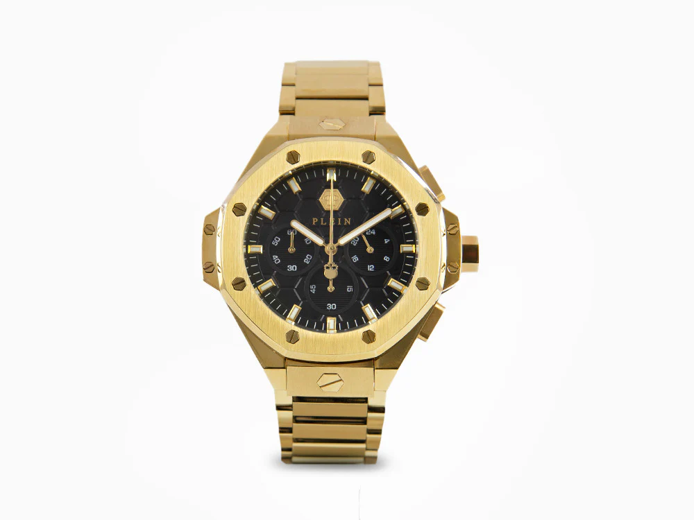 Philipp Plein Plein Chrono Royal Quartz Watch, PVD Gold, Black, 42 mm, PWPSA0424 - Image 2