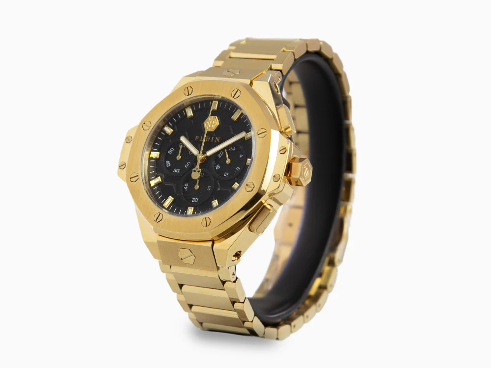 Philipp Plein Plein Chrono Royal Quartz Watch, PVD Gold, Black, 42 mm, PWPSA0424 - Image 4