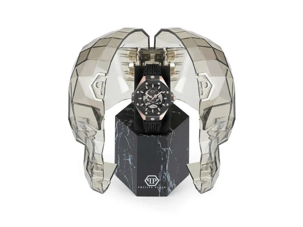 Philipp Plein Skeleton Royal Automatic Watch, PVD Gold, Black, 46 mm, PWPFA0224 - Image 5
