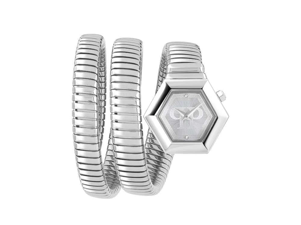 Philipp Plein Snake Hexagon Quartz Watch, Silver, 28 mm, PWZAA0123 - Image 2