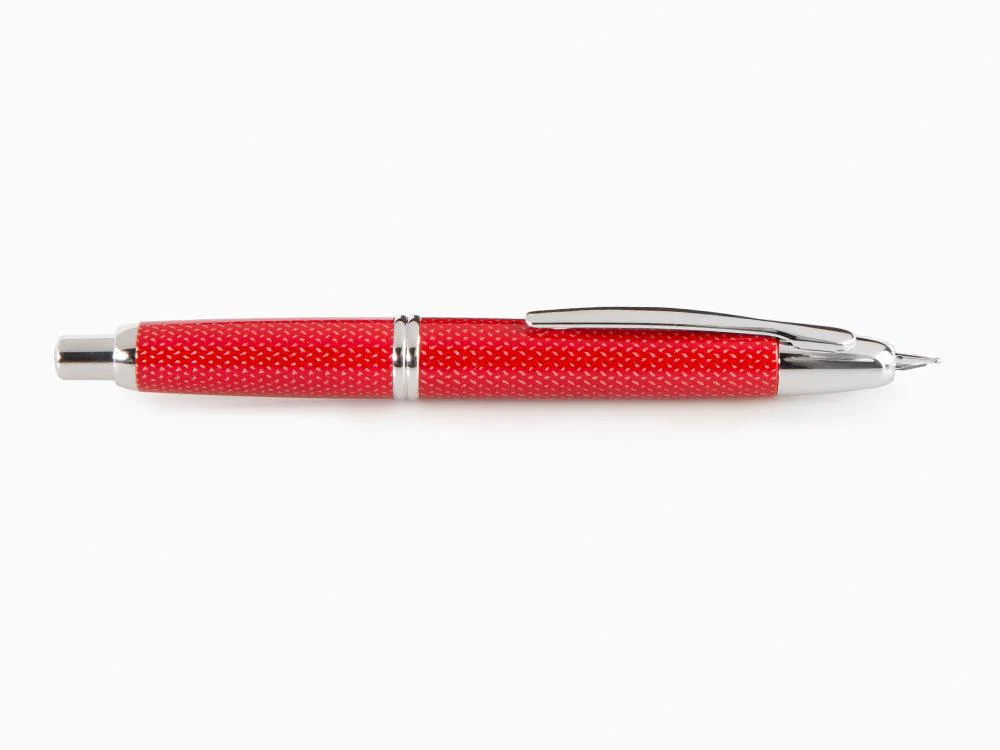 Pilot Capless Fountain Pen, Carbon fibre, Rhodium trim, Red - Image 4