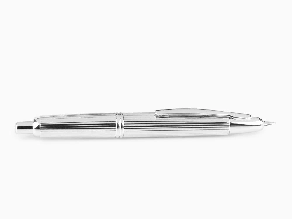 Pilot Capless Stripes Fountain Pen, Metal, Rhodium trim, Silver - Image 4