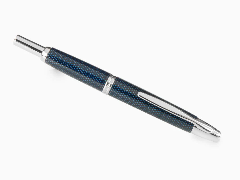 Pilot Capless Vanishing Blue Carbonesque Point Fountain Pen, Chrome - Image 3