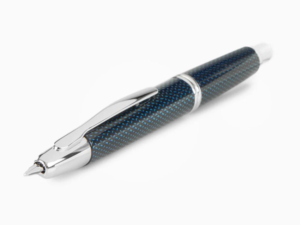 Pilot Capless Vanishing Blue Carbonesque Point Fountain Pen, Chrome - Image 5