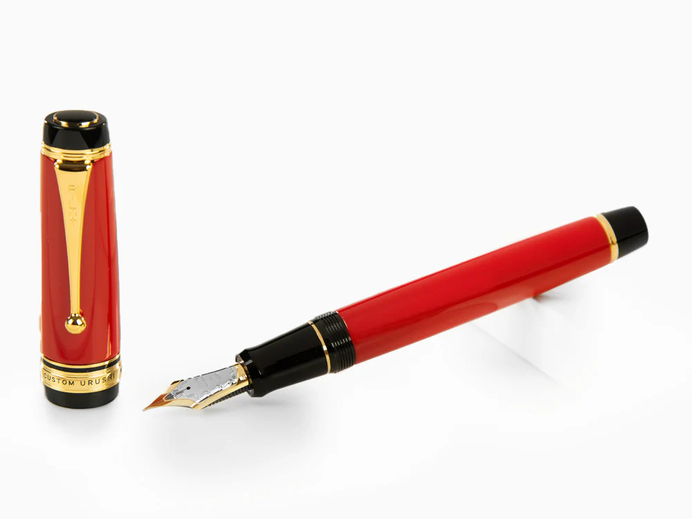 Pilot Custom Urushi Fountain Pen, Ebonite, Gold trim, Red, NPUR - Image 2