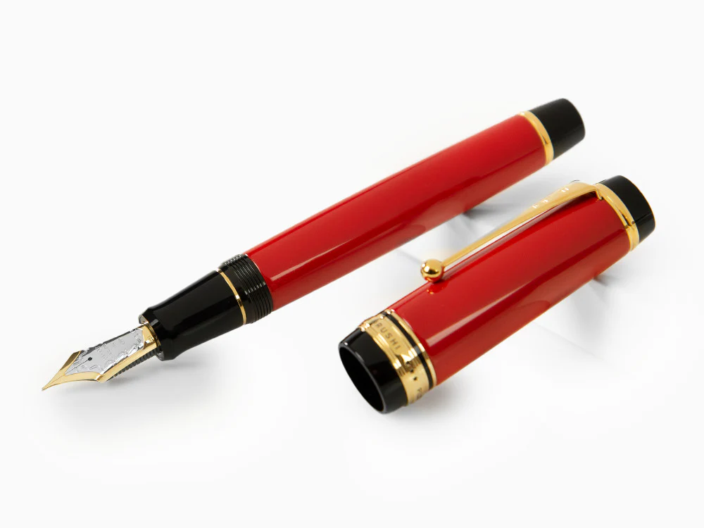 Pilot Custom Urushi Fountain Pen, Ebonite, Gold trim, Red, NPUR - Image 4