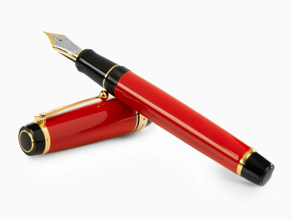 Pilot Custom Urushi Fountain Pen, Ebonite, Gold trim, Red, NPUR - Image 8