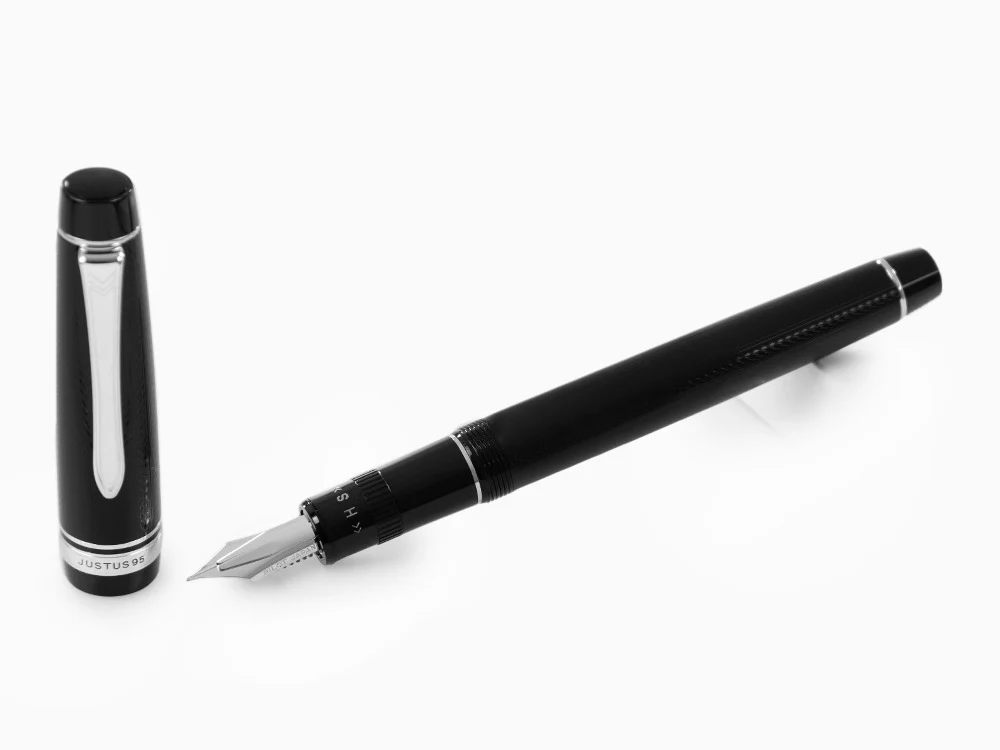 Pilot Justus 95 Fountain Pen, Resin, Rhodium trim, Black, FJ-3MRR-NB-NT - Image 2