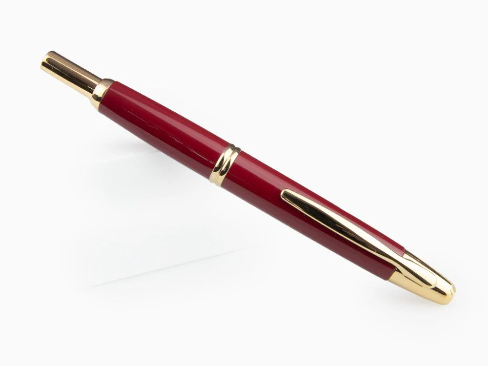 Pilot Retractable Fountain Pen, Gold, Red, "Capless" - Image 3
