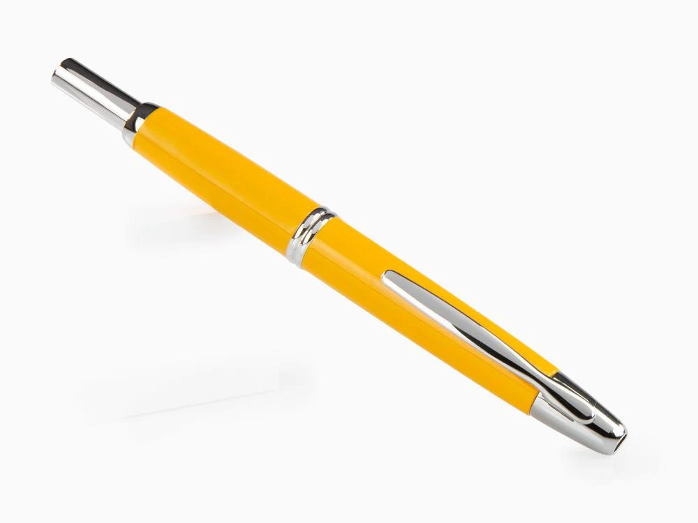Pilot Retractable Fountain Pen Yellow Capless, Lacquer, Chrome - Image 3
