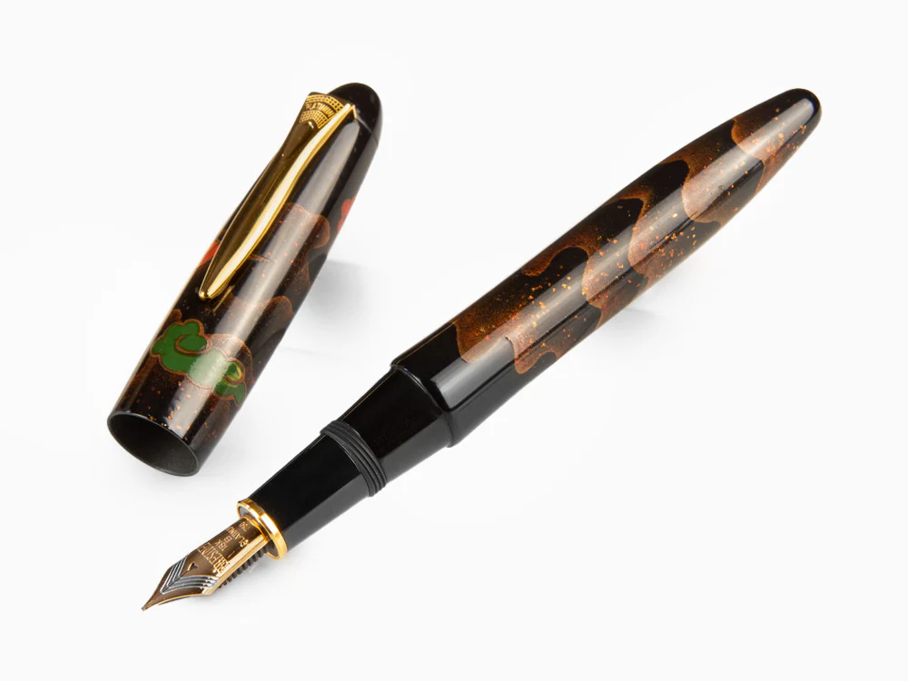 Platinum Izumo Fountain Pen, Black,Ginsen Yakumo, Maki-e - Image 3