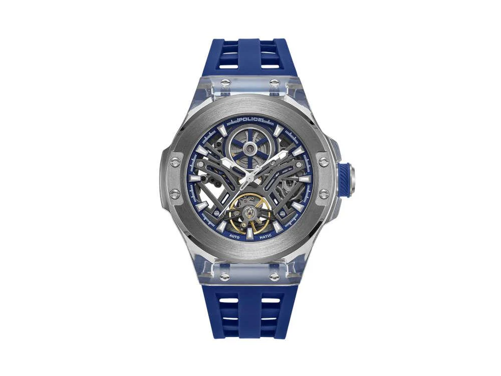 Police Cyclone Automatic Watch, 43 mm, Blue, PEWGR0082204