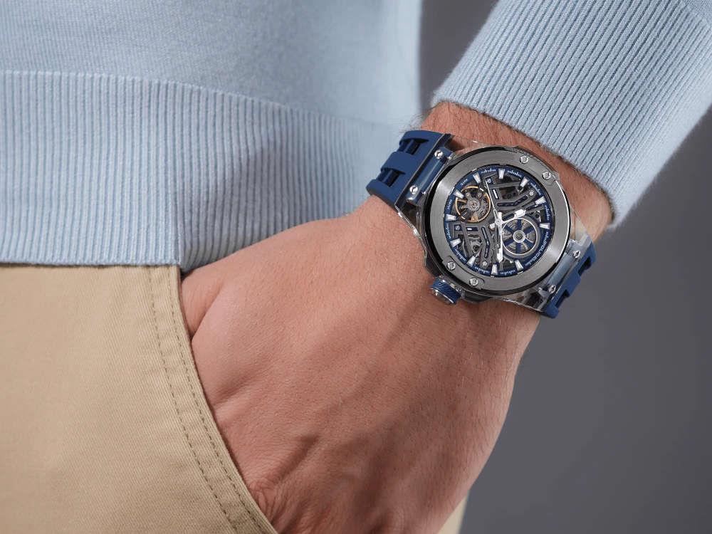 Police Cyclone Automatic Watch, 43 mm, Blue, PEWGR0082204 - Image 4