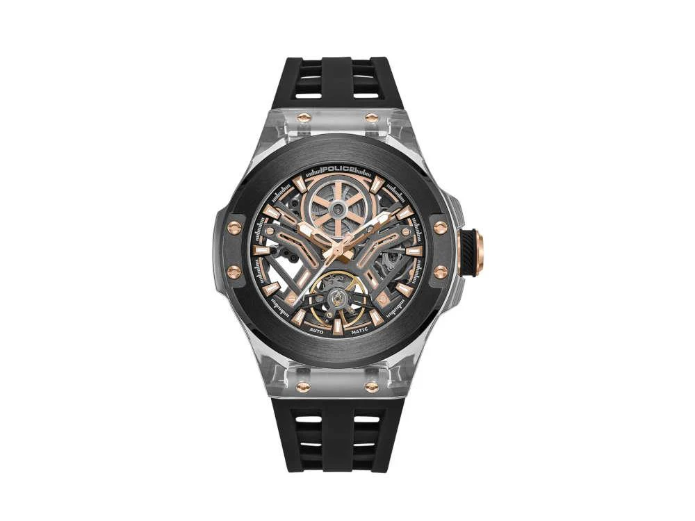 Police Cyclone Automatic Watch, PVD, 43 mm, Black, PEWGR0082202