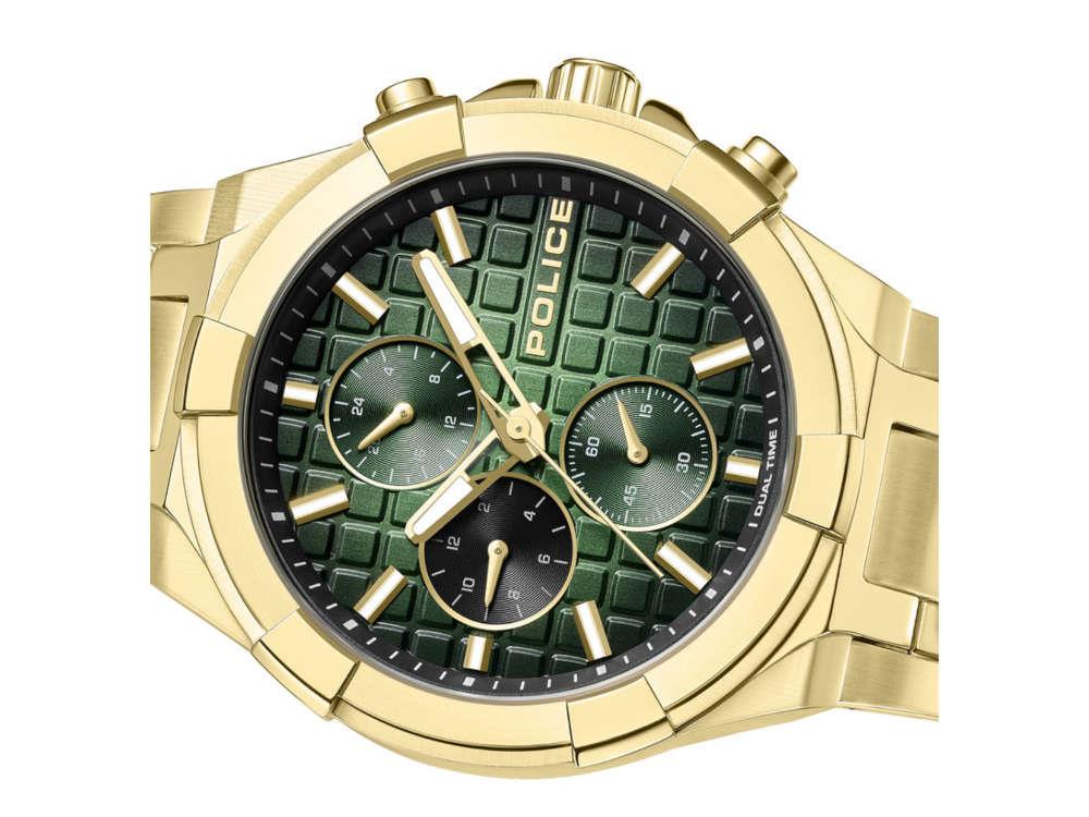 Police Guardian Quartz Watch, PVD Gold, 42 mm, Green, PEWGK0082003 - Image 2