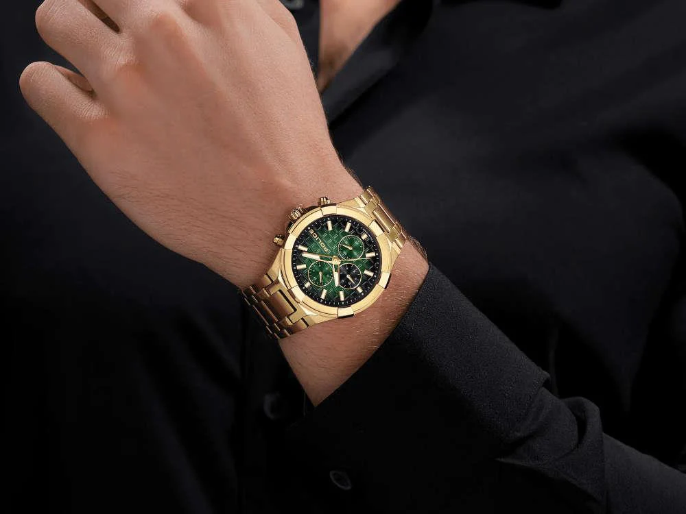 Police Guardian Quartz Watch, PVD Gold, 42 mm, Green, PEWGK0082003 - Image 4