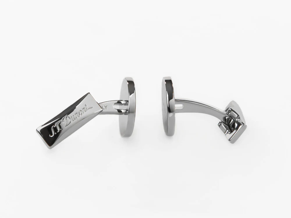 S.T. Dupont D Cufflinks, Silver, Lacquer, Black, 005832 - Image 5
