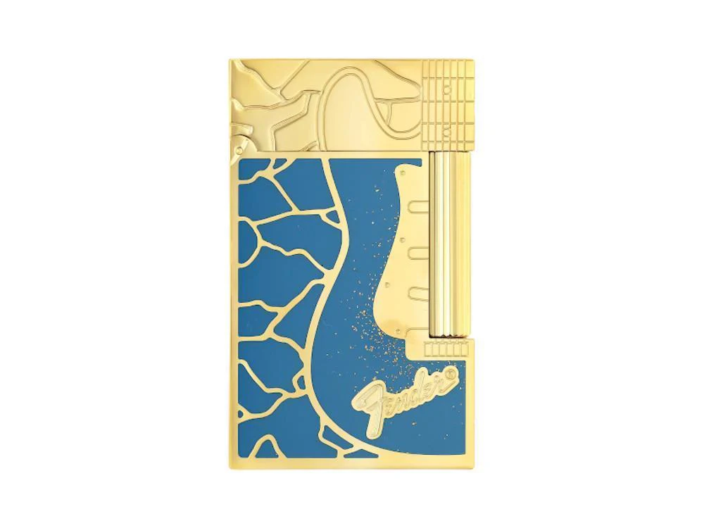 S.T. Dupont L2 Cling Fender Lighter, Brass, Gold Powder, Blue, 16026CL - Image 5