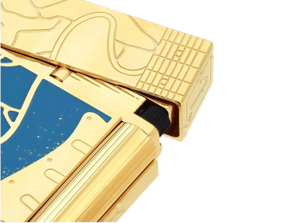 S.T. Dupont L2 Cling Fender Lighter, Brass, Gold Powder, Blue, 16026CL - Image 7