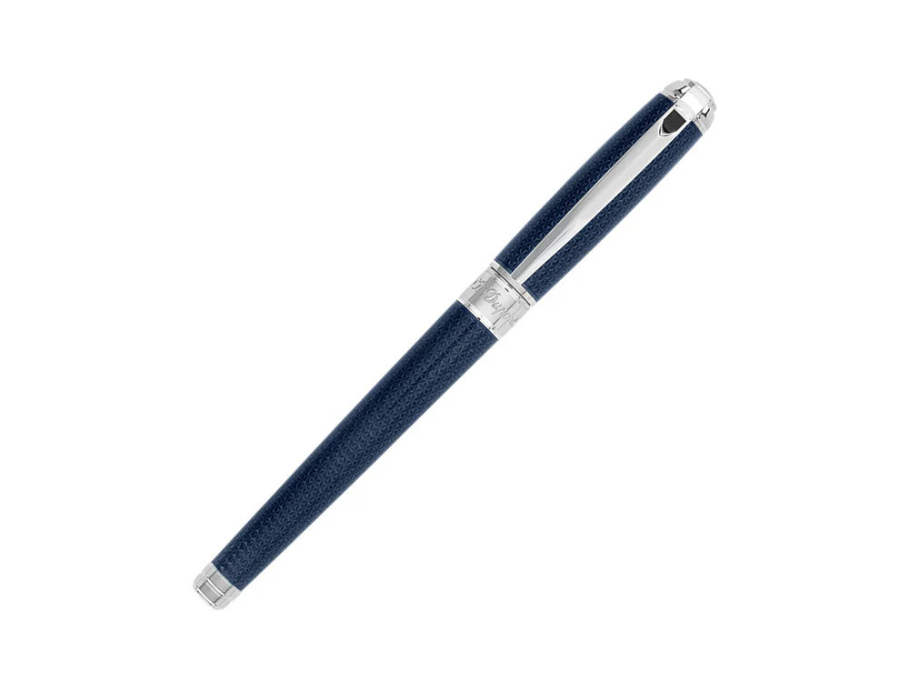 S.T. Dupont New Line D Medium Fountain Pen, Lacquer, Blue, Guilloche - Image 3