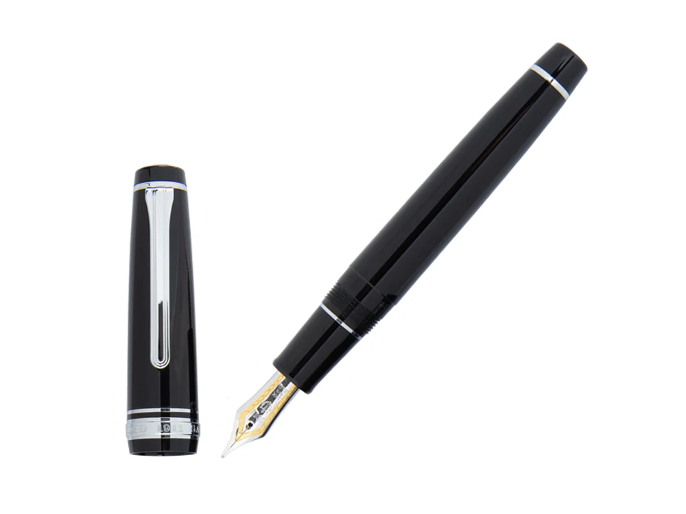 Sailor Professional Gear Silver Fountain Pen, Black, Chrome, 11-2037-420
