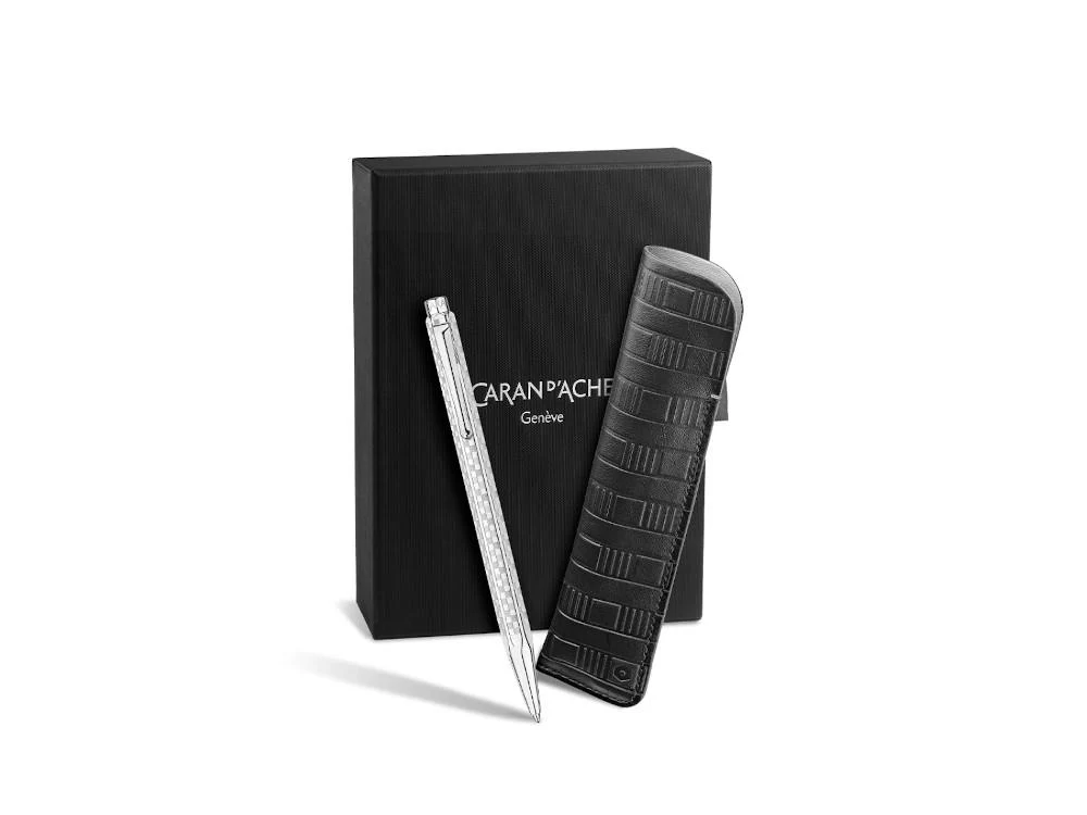 Set Caran d'Ache Ecridor Damier Ballpoint pen & Black Leather Case, 8902.566 - Image 2