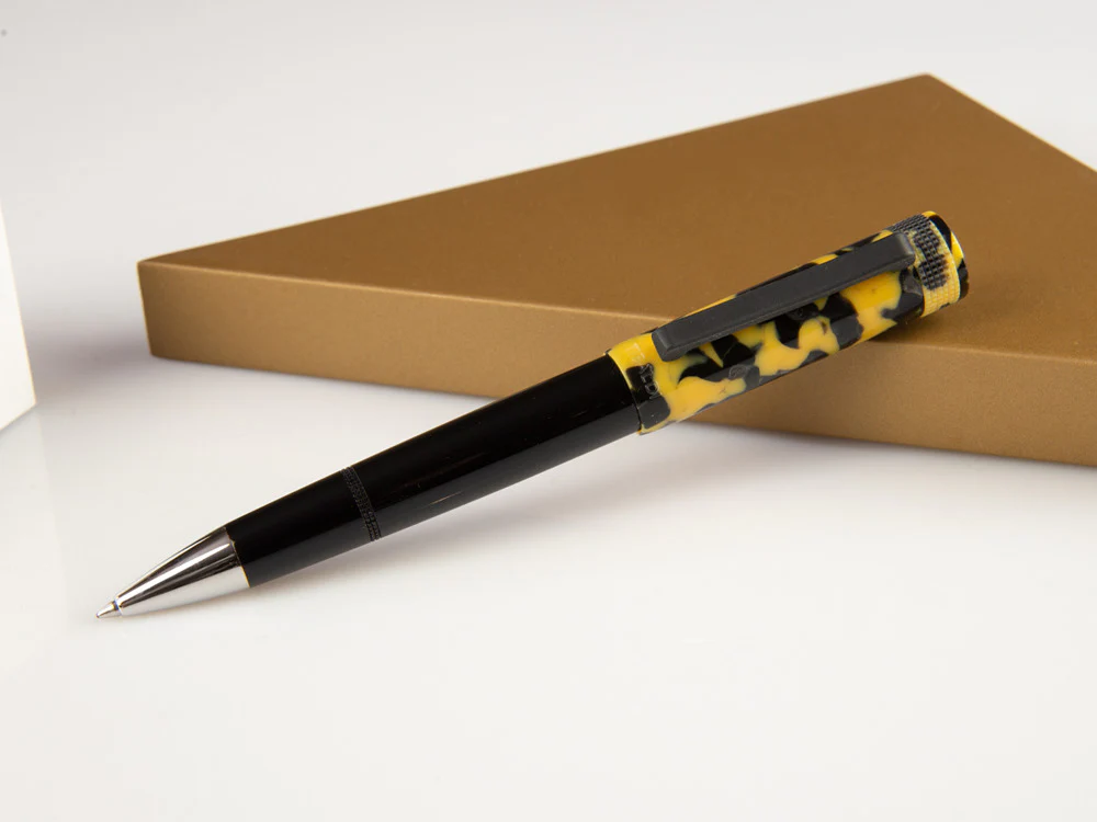 Tibaldi Perfecta LP Vinyl Yellow Ballpoint pen, Palladium trim, PFC-512-BP - Image 2