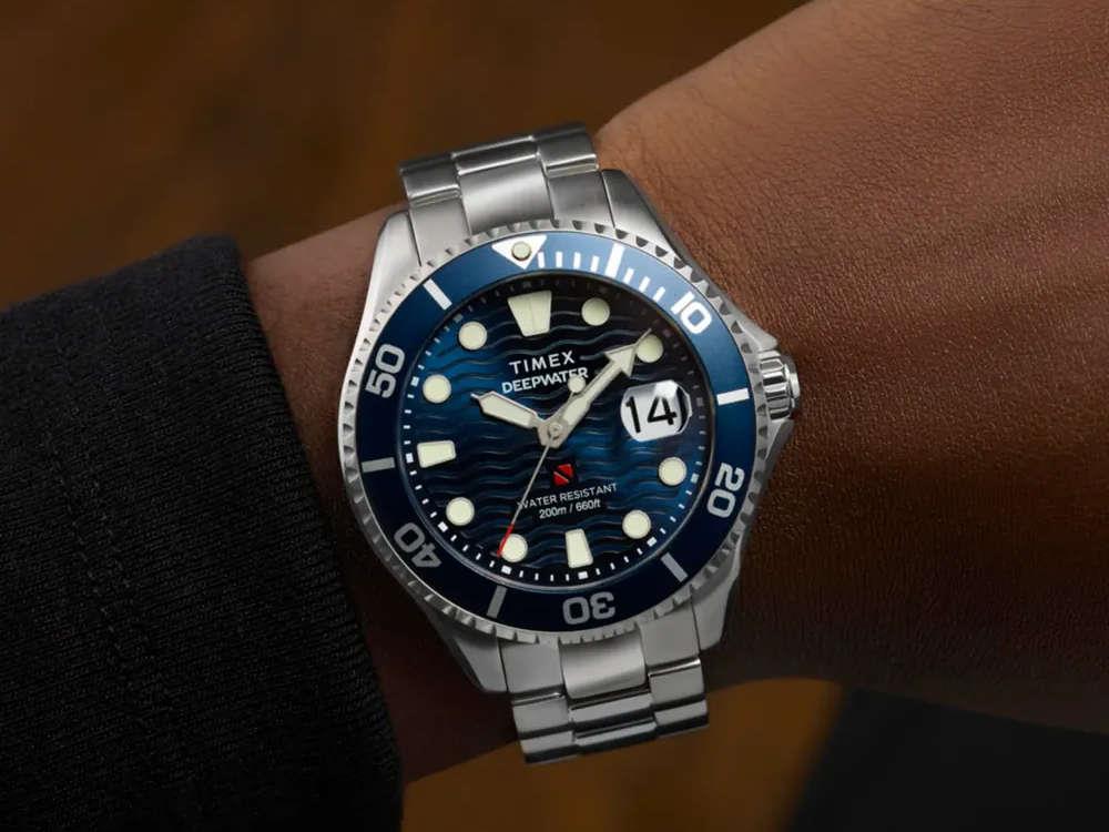 Timex DeepWater Meridian 200 Quartz Watch, Blue, 44 mm, TW2W81900 - Image 3