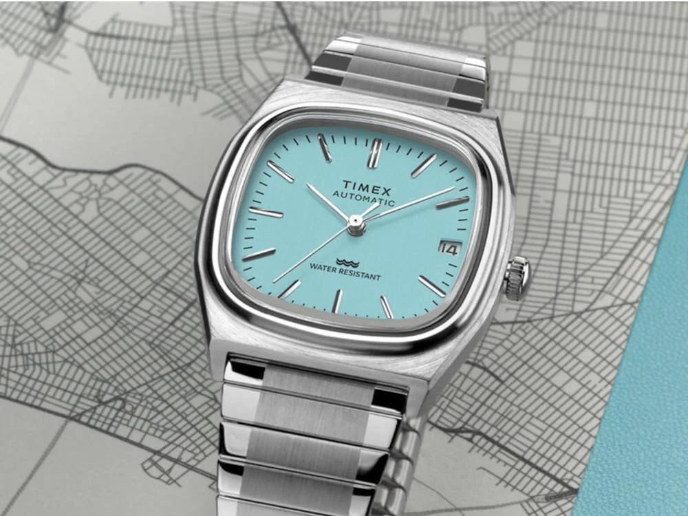Timex E Line Automatic Watch, Turquoise, 34 mm, TW2Y07300 - Image 7