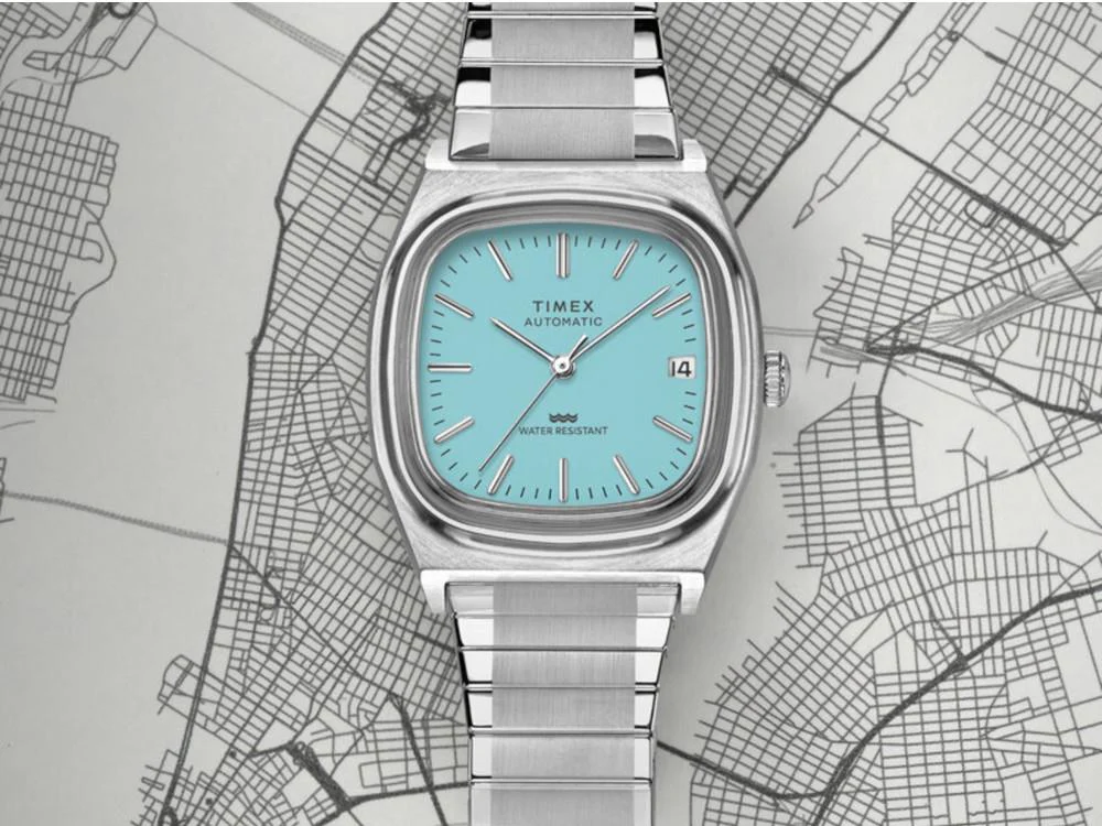 Timex E Line Automatic Watch, Turquoise, 34 mm, TW2Y07300 - Image 8