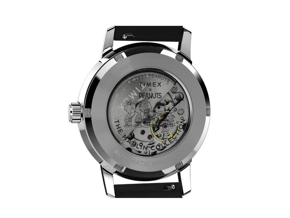 Timex Marlin Peanuts Snoopy Flying Ace Automatic Watch, Silver, 40 mm, TW2W49600 - Image 5