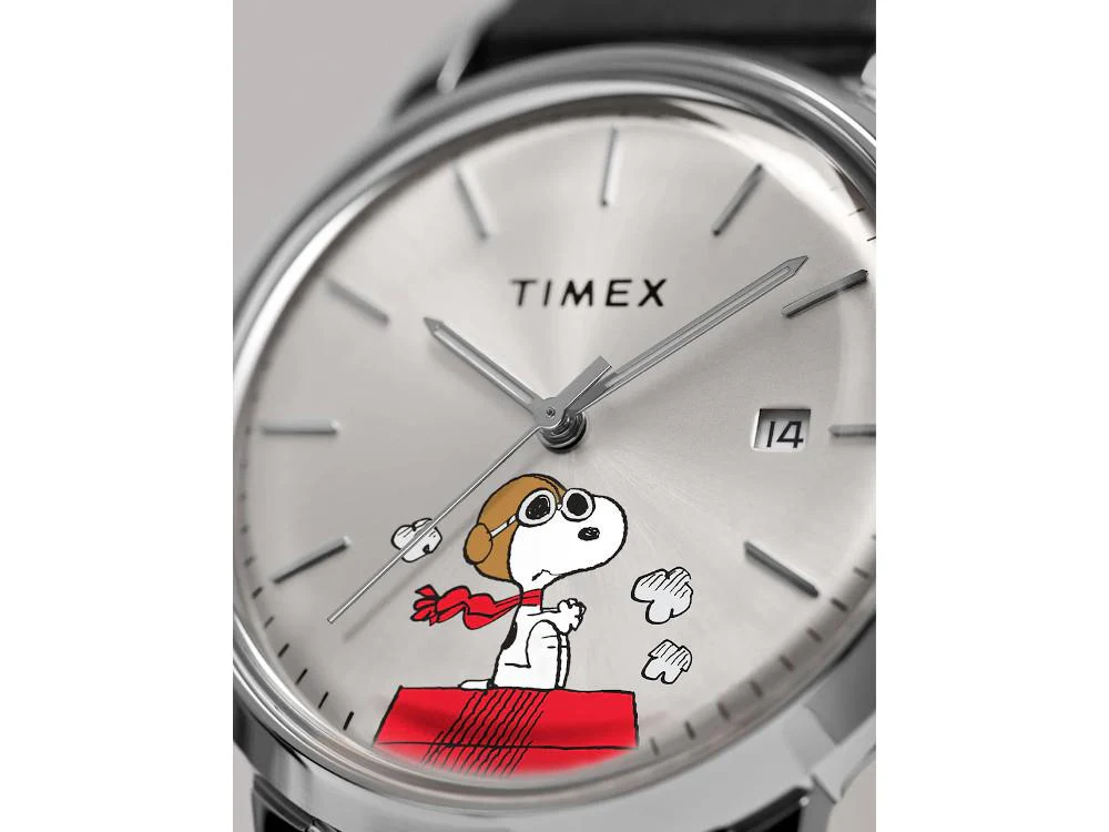 Timex Marlin Peanuts Snoopy Flying Ace Automatic Watch, Silver, 40 mm, TW2W49600 - Image 7