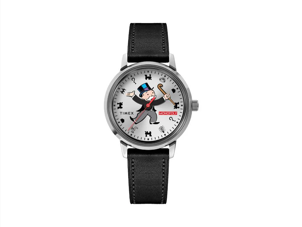 Timex Monopoly Marlin Automatic Watch, Recycled Steel, Silver, 38 mm, TW2Y46900 - Image 2