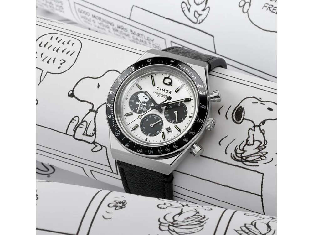 Timex Q Timex Chronograph x Peanuts Snoopy Quartz Watch, White, 40 mm, TW2W68900 - Image 6