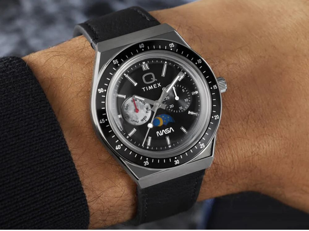 Timex Q Timex x Nasa Quartz Watch, Black, 40 mm, TW2Y56800 - Image 8