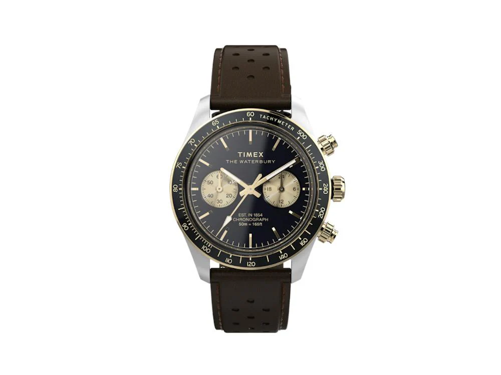 Timex The Waterbury Heritage Quartz Watch, Black, Chronograph, TW2Y24100 - Image 2