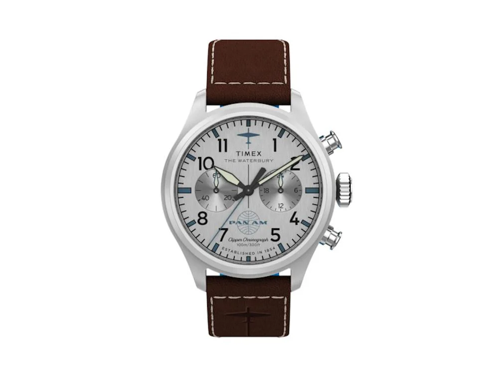 Timex The Waterbury Pan Am Quartz Watch, Silver, 41 mm, Chronograph, TW2Y38700 - Image 2