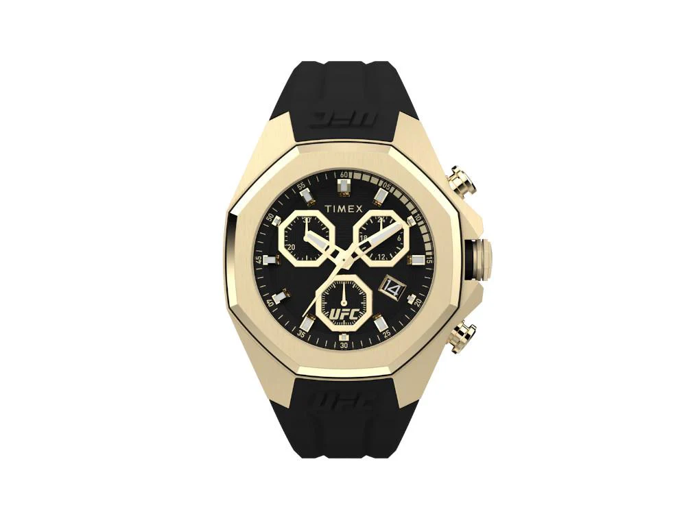 Timex UFC Pro Quartz Watch, PVD Gold, Black, 45 mm, Chronograph, TW2W69800 - Image 2