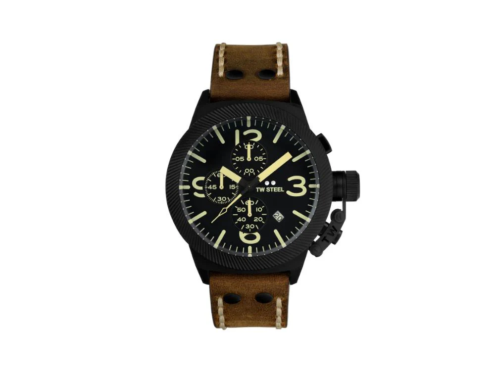 TW Steel Classic Canteen Quartz Watch, Black, 45 mm, Leather, 10 atm, CS107 - Image 3