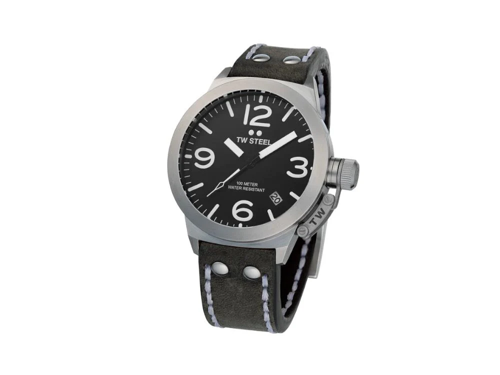TW Steel Classic Canteen Quartz Watch, Grey, 45 mm, Leather strap, 10 atm, CS101 - Image 2