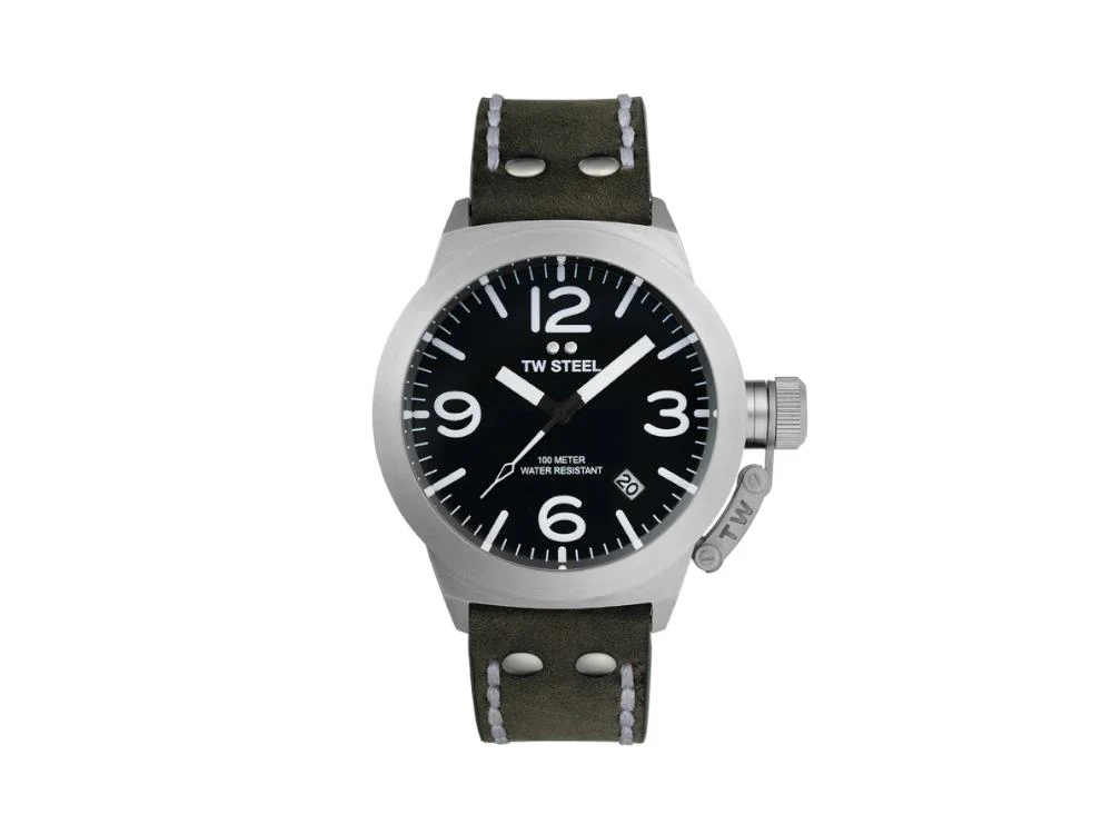 TW Steel Classic Canteen Quartz Watch, Grey, 45 mm, Leather strap, 10 atm, CS101 - Image 3
