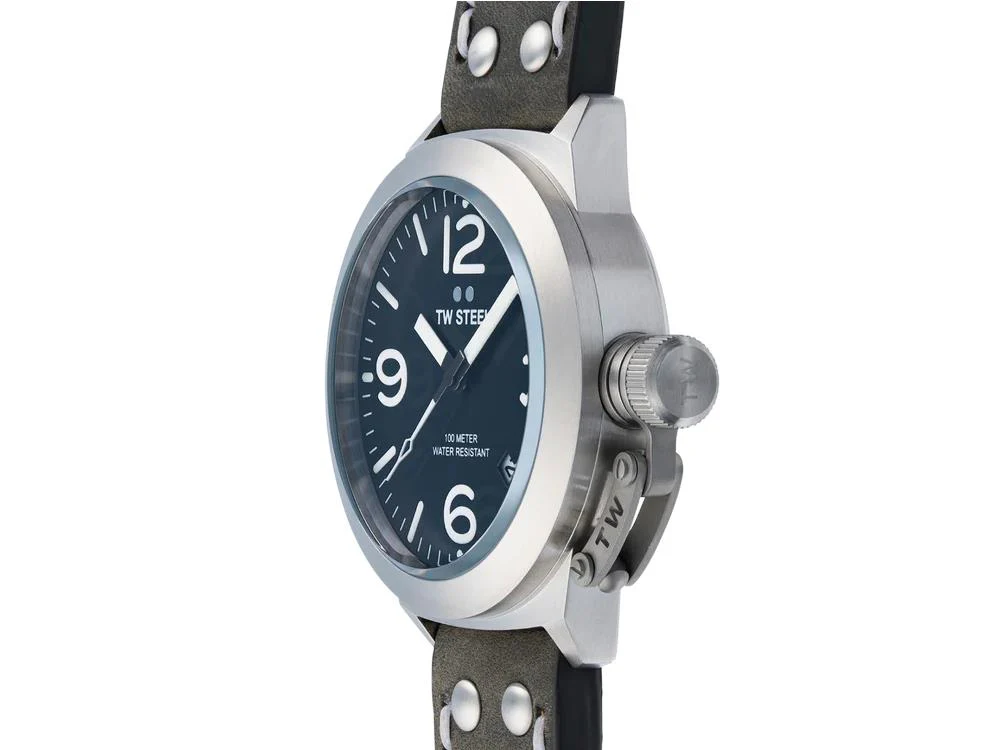 TW Steel Classic Canteen Quartz Watch, Grey, 45 mm, Leather strap, 10 atm, CS101 - Image 4