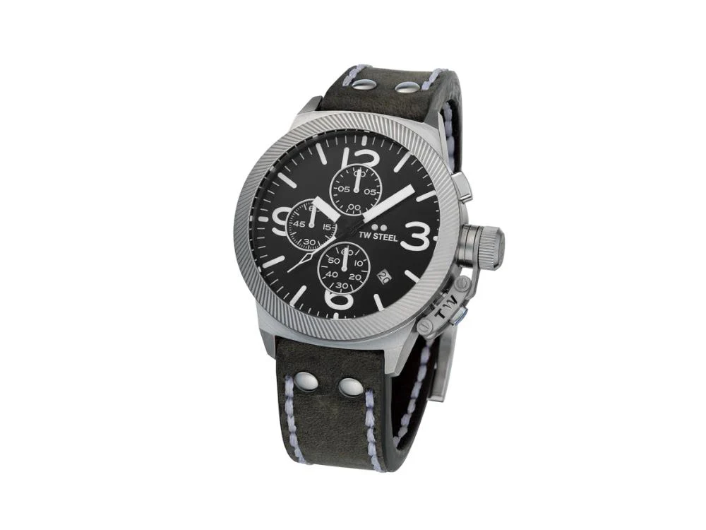 TW Steel Classic Canteen Quartz Watch, Grey, 45 mm, Leather strap, 10 atm, CS105 - Image 2