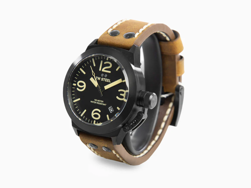 TW SteelClassic Canteen Quartz Watch, Black, 45 mm, Leather strap, 10 atm, CS103 - Image 4