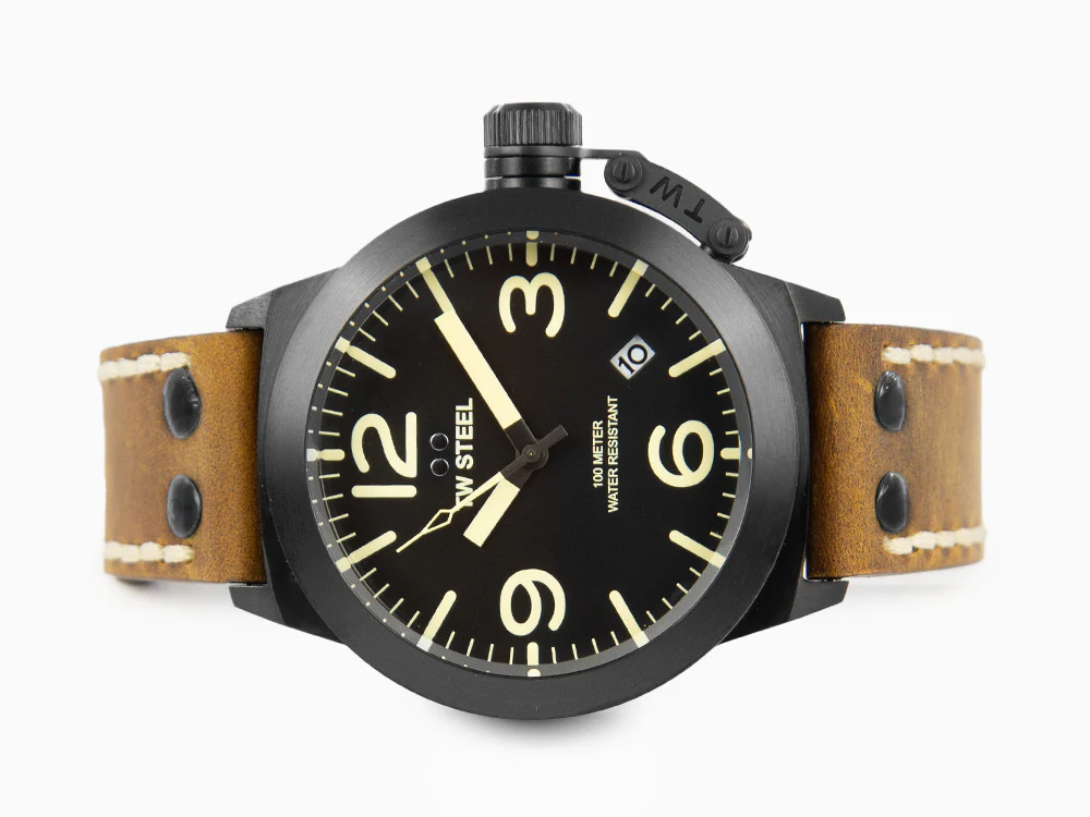 TW SteelClassic Canteen Quartz Watch, Black, 45 mm, Leather strap, 10 atm, CS103 - Image 7